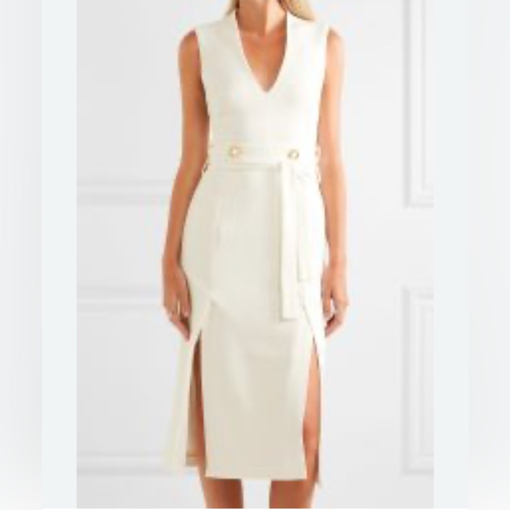 Beltrán belted cutout crepe midi dress by Rebecca Vallance size 4